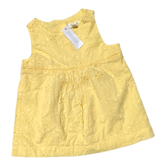 Gymboree Girls S 5-6 Yellow Broderie Anglaise Floral Button Back Blouse - Picture 1 of 6